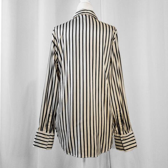Beetlejuice style Striped Satin Button Up Blouse - Picture 5 of 6